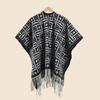 Thick Warm Double-Sided Print Split Shawl Poncho