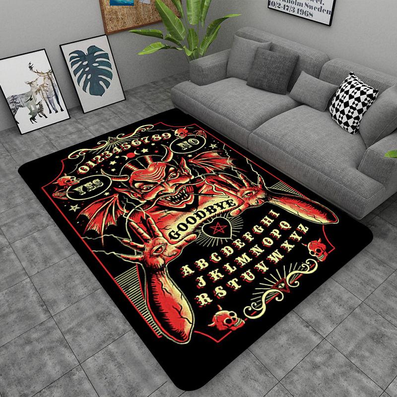 Schädel Baphomet Ziegen Dämon Raserei Bereichsteppich Blutrot-Baphomet Teppich-Baphomet Dekor-Satanische Matte-Satanische Heimdekoration