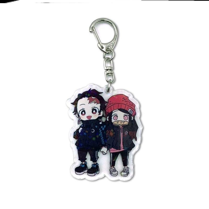 Keychain Pendant Anime Demon Slayer Kimetsu No Yaiba Kamado Tanjirou Double Sided HD Bag Pendant Gift For Fans Cosplay Props Jewelry Gift