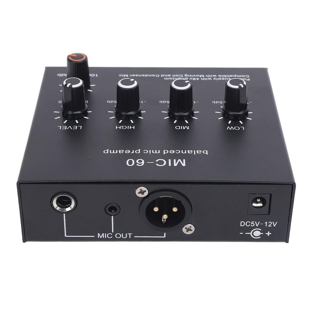 Microphone Preamp Enhance Sound Quality 48V Power XLR Output Dynamic and Condenser Mic Booster for Recording Studio