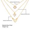 New European and American Diamond Heart Necklace Instagram Creative Retro Simple Hollow Heart Multi Layered Layered Snake Bone Chain