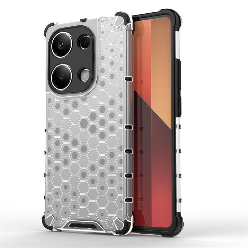 Shockproof Transparent Case For Xiaomi Poco M6 Pro Honeycomb Armor Case For Poco M6 Pro Case Cover For Poco M6 M 6 Pro 6.67inch