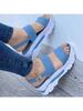 Fashion New Summer Plus-size Women's Shoes with Wide Uppers, One-shoulder Straps, Thick Soles, Wedge Heels and Fish-mouth Sandals