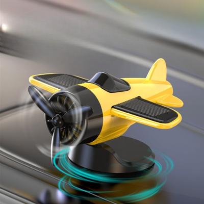 Solar Powered Rotating Airplane Car Dashboard Ornament 360° Auto Spin Decor Airplane Ornaments Car Interior Decoration