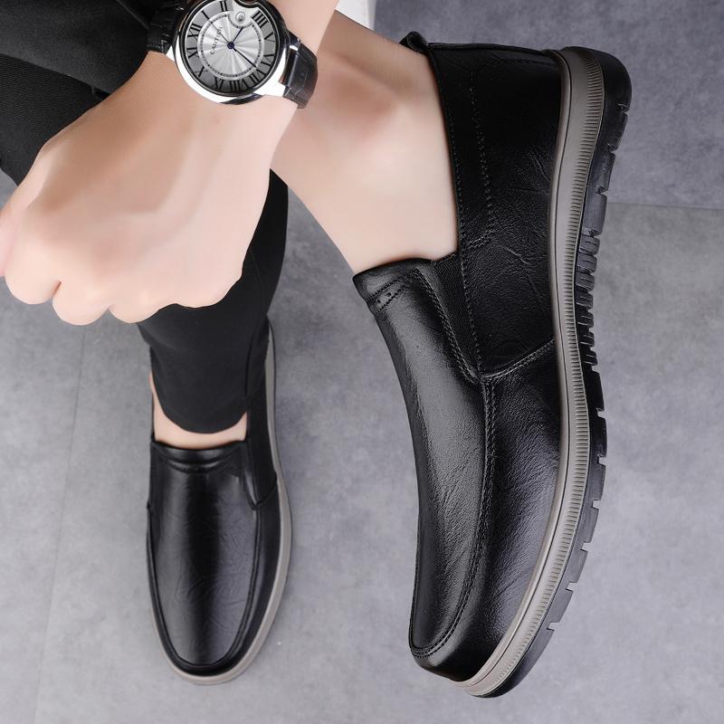 Fashionable Flat Bottomed Soft Comfort Travel Shoes Luxury Brand Genuine Leather Business Shoes High-Quality Mens Casual Loafers