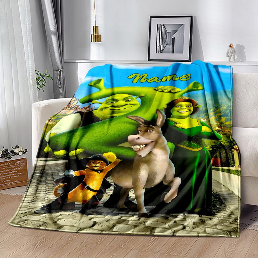 Coperta Avventura degli Amici di Shrek Comfort Durevole Adatta per Picnic Sedia da Ufficio Biancheria da Letto Universale per Quattro Stagioni Moderna