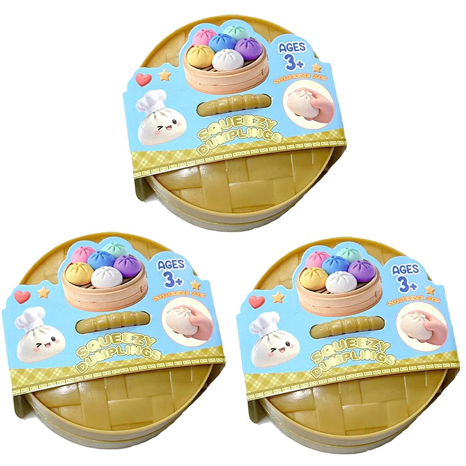 Glitter Dumpling Squishies Toy - Colorful Food Sensory Fidget Toy Anti-Stress Squeeze Balls  Box Baozi Dumpling