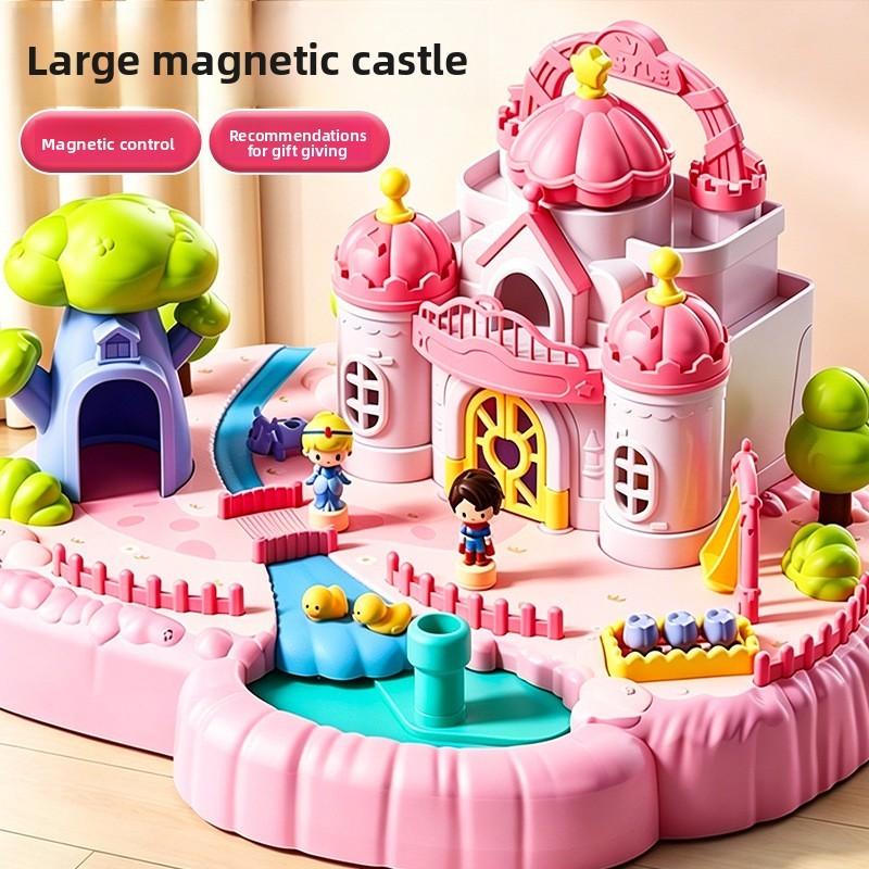 Magnetisches Schloss Spielset für Kinder mit realistischen Puppenfiguren für kreatives fantasievolles Spielen
