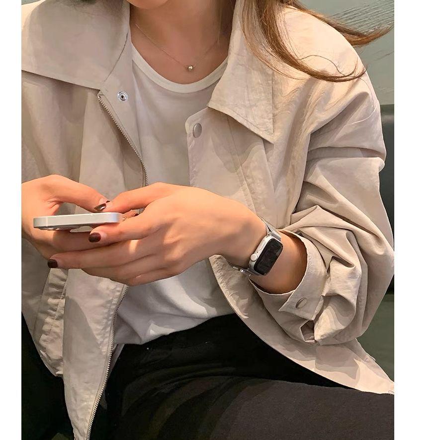 High-End Elegant Plain Color Women's Short Jacket - Simple, Versatile, Casual Korean Style for Spring and Autumn