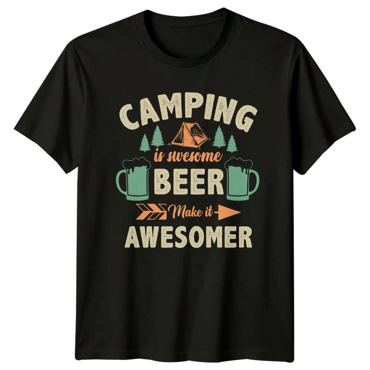 Camping Is Awesome Mens T-Shirt Beer Camping Gift For Him XXL
