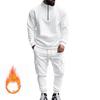 Autumn and Winter Men's Casual Velvet Warm Zipper Sports Trousers Set