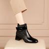Bottes Cheville Nouvelles Hiver 2026 Mode Coréenne Femme Bout Rond Talon Haut Bas Tige Courte Bottines