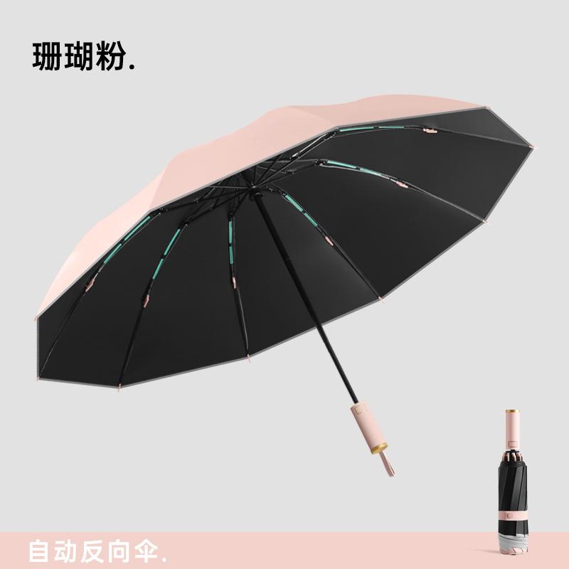 Automatischer Schirm Umgekehrter Sonnenschirm Damen Sonnenschutzschirm Regen und Sonne Retro Groß UV-Schutz Herren Sonnenschirm