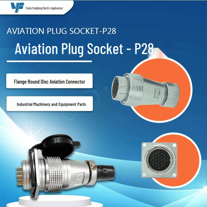 

Feida Yongfeng P28 Aviation Plug 26-core 2-pin Metal Connector with Dust Cover Square Socket Full Set 3-core