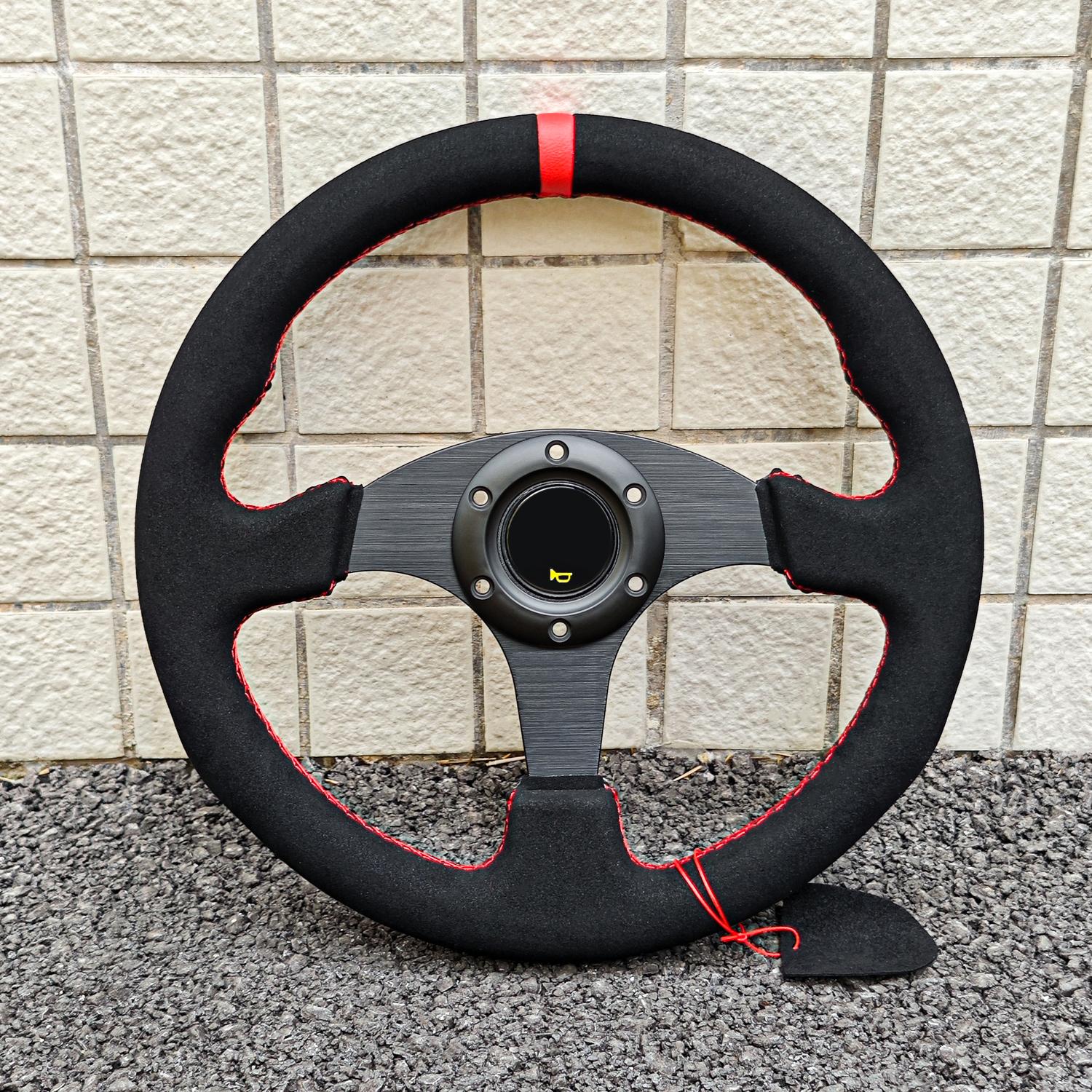 JDM 13inch 330mm Suede Steering Wheel Flat Dish Racing Tuning Sports Steering Wheel красный