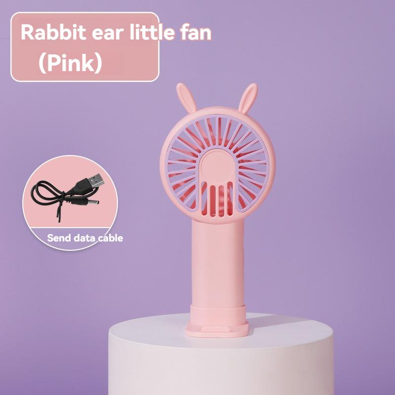 

2024 Новый портативный USB мини-вентилятор с мультяшным милым домашним животным и подставкой, настольный уличный карманный вентилятор розовый