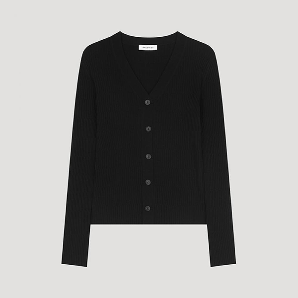 

[She S miSS] Textured V Neck Button Knit SSkpoo11070 Bk blacks/55
