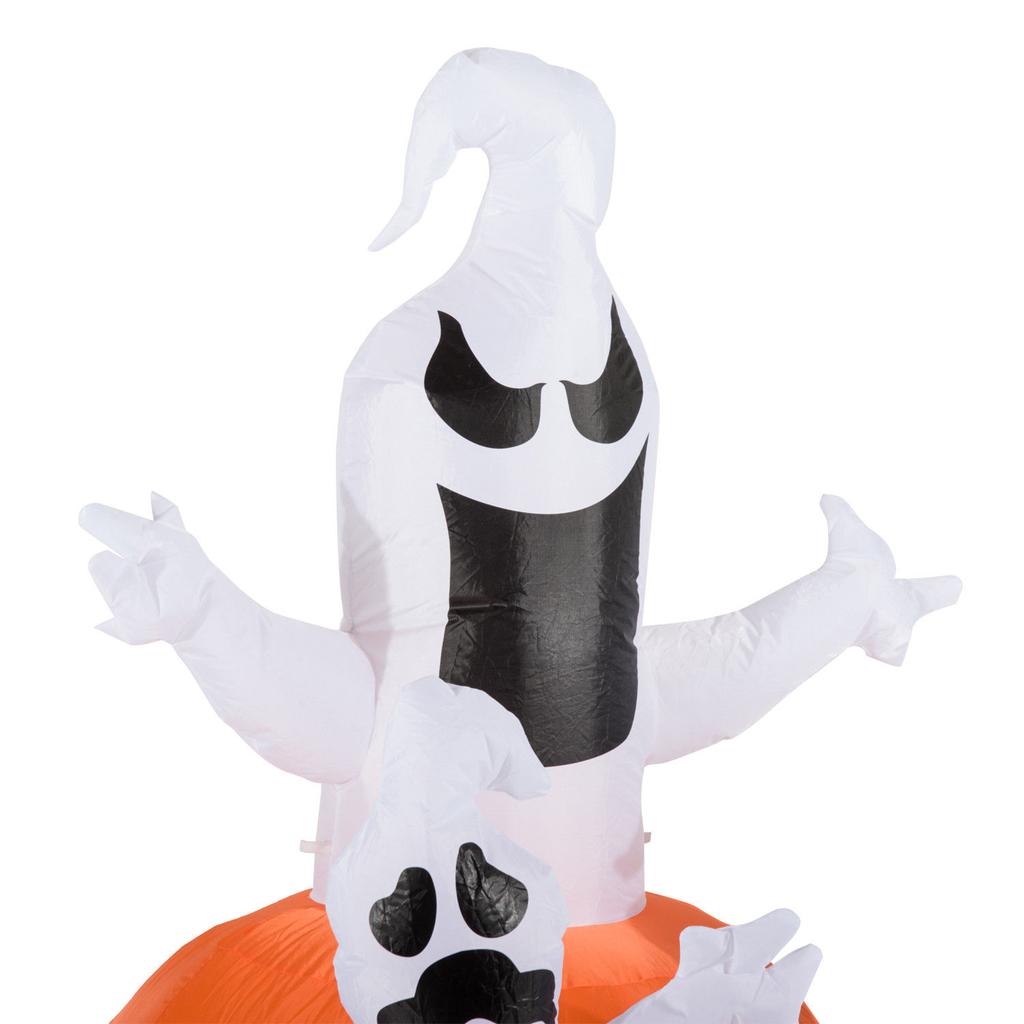 Inflatable Pumpkin Ghost Halloween Decoration Figure with LED Lighting, Polyester, 120x120x180cm