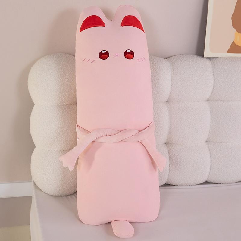 Cute Soft Cat Plush Toys Cartoon Animal Long Cat Pillow Leg Clamp Washable Sleeping Companion Throw Pillow
