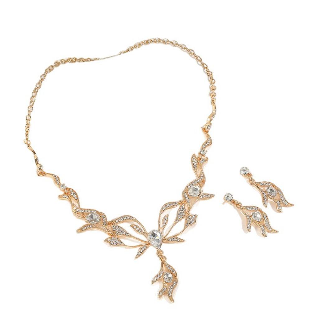 Necklace Earrings Jewelry Set Bridal Diamond Set Chain Light Luxury Niche Premium Jewelry Temperament Clavicle Chain