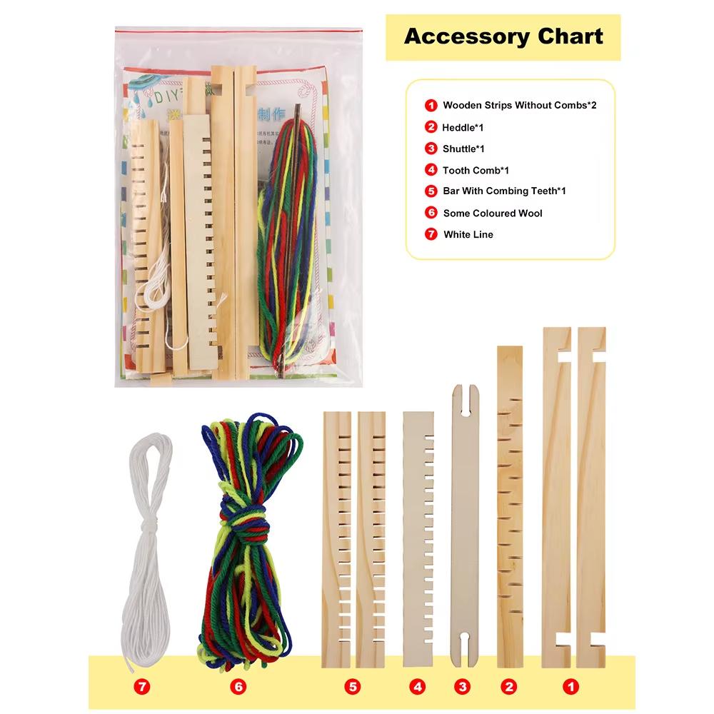 

1Set Small Wooden Weaving Loom Kit DIY Wooden Weaving Loom Handmade Knitting Machine With Accessories for Adult Beginner