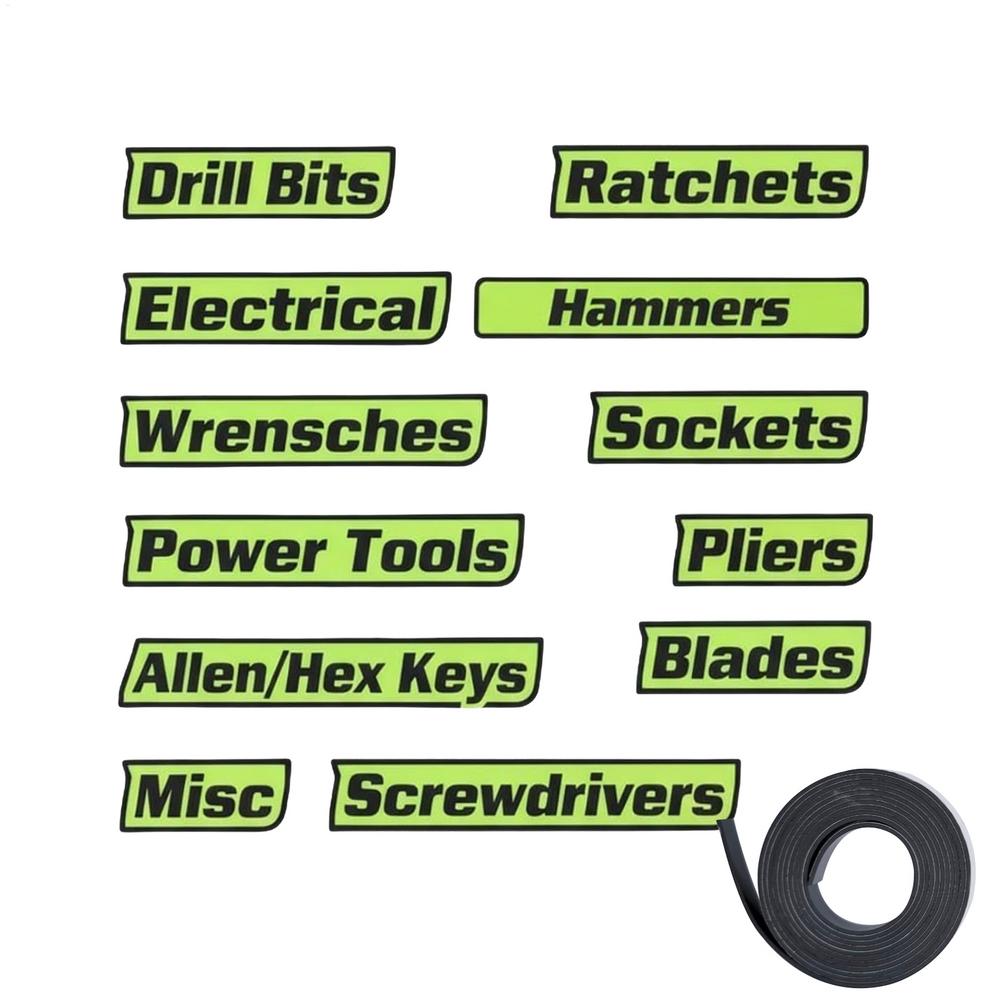 12pcs Magnetic Toolbox Labels Drawer Organize Tags With Magnet Stickers Reusable Tags for Steel Toolboxes for Identifying