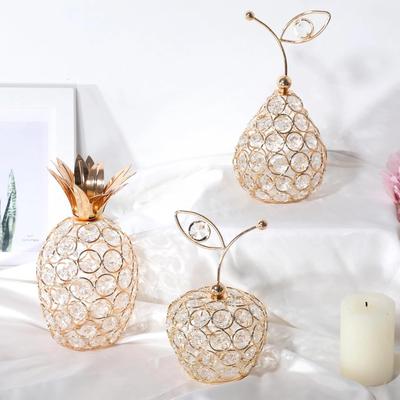 Golden Crystal Apple Pineapple Pear Fruit Home Decor Creative Centerpiece Living Room Decoration Craft Hot Selling