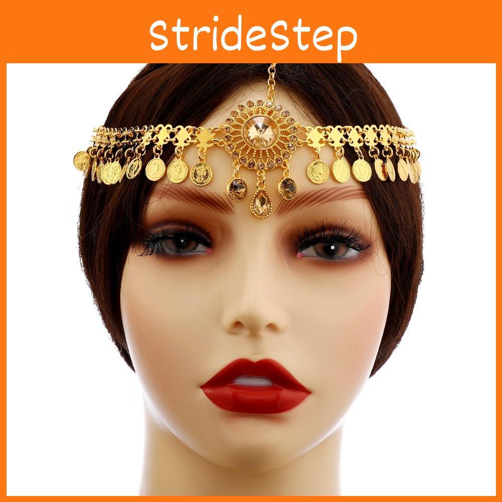 Elegant Simulation Crystal Decoration Gold Women Headwear With Tassel Design