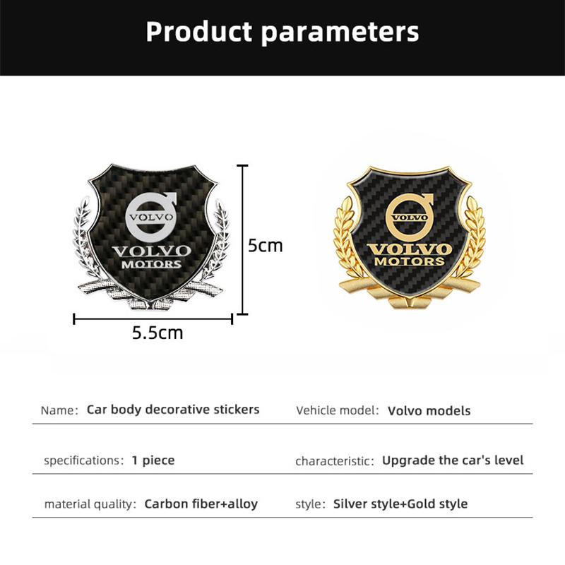 2Pcs 3D Car Body Emblem Metal Stickers Trunk Window Decal For Volvo ES90 EC40 EX40 EM90 XC90 V90 V60 XC60 V40 S80 S60 S90 XC40