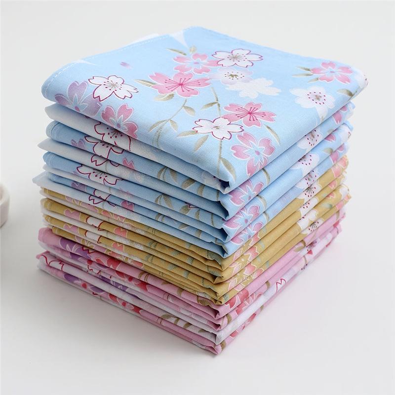 

12Pcs Printed Ladies Handkerchief Wipe Sweat Eye Saliva Towel Retro Portable Pink Square Wedding Supplies Gift 43*43Cm