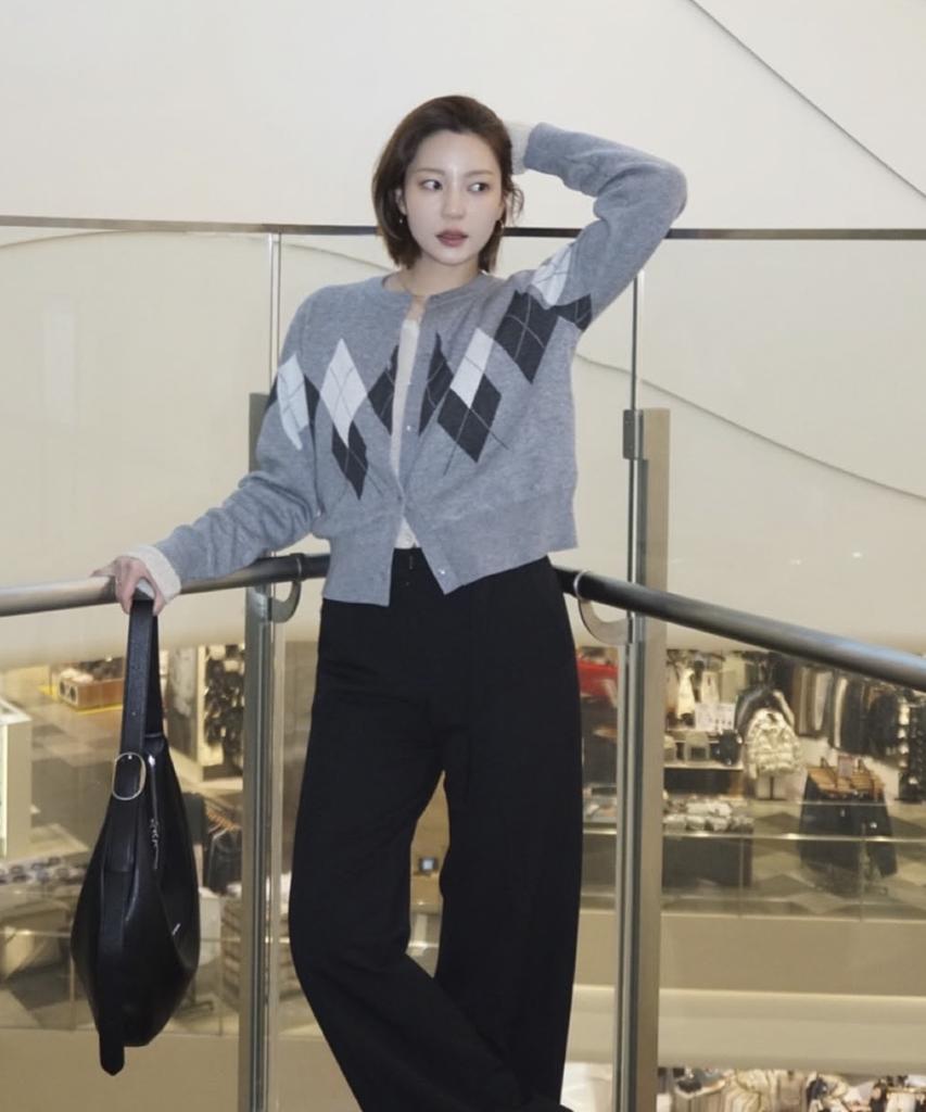 JUCYJUDY Wool Blend Argyle Knit Cardigan Jzkt621D
