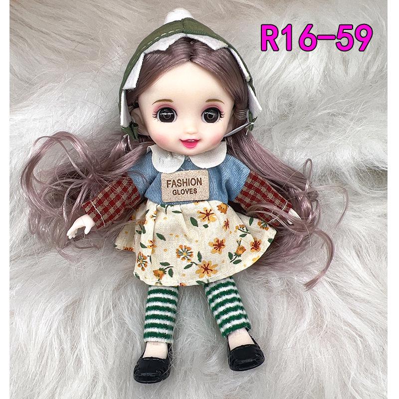 16cm 8-Point BJD Princess Doll with Denim Wedding Dress & Accessories - 6" Dress-Up OB11 Clothes, Tops, and Shorts