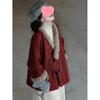2025 Damen Roter Wollmantel mit Pelzkragen – Eleganter Neujahrs-Winterstil