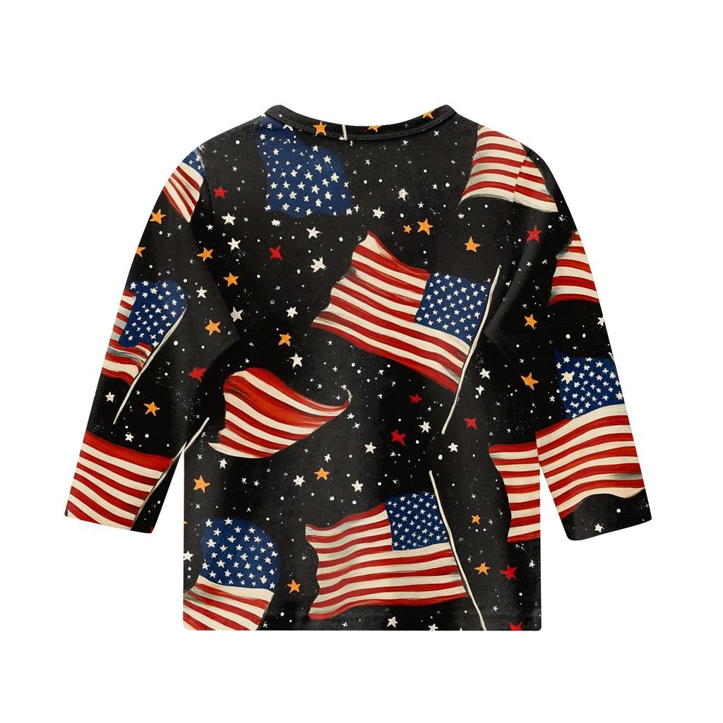 Children's Fashion Printed Round Neck Three-quarter Sleeve Top Casual T-shirt