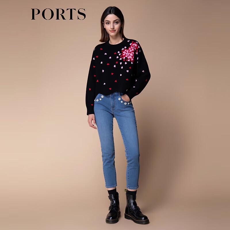 PORTS Women's Striped Knit Wool Cashmere Pullover