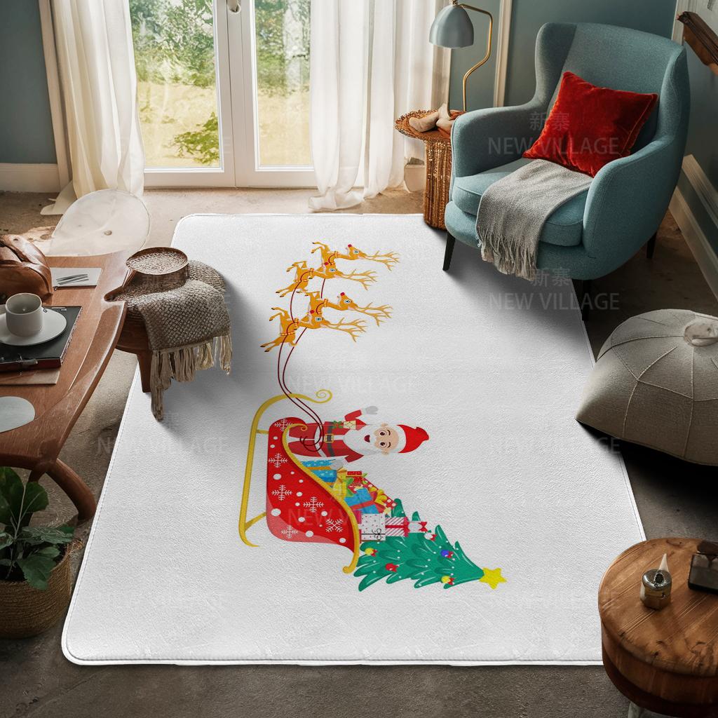 House Entrance Carpet Home Door Mat Living Room Bath Foot Bathroom Non-slip Water Absorption Rugs Bath Merry Christmas Winter