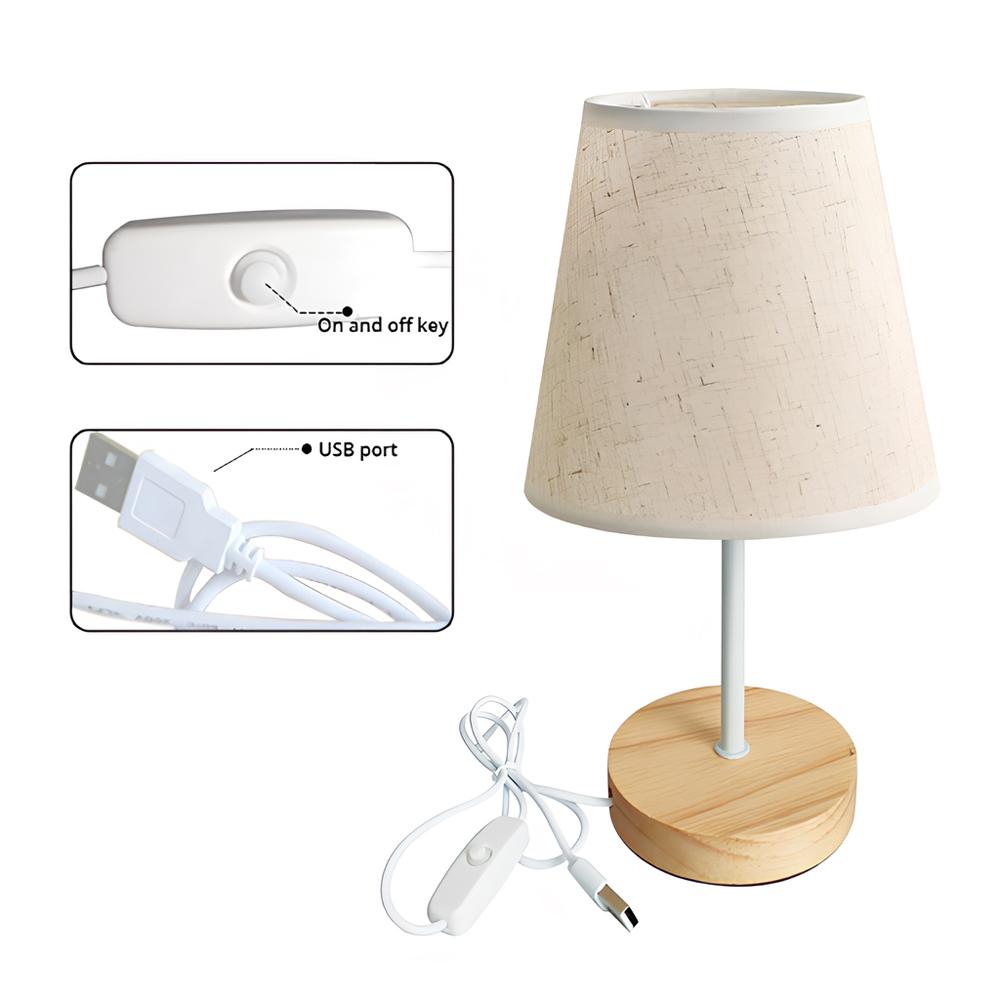 Lampada da comodino decorativa da tavolo in legno massello nordico, semplice e creativa, con telecomando, piccola luce notturna a risparmio energetico a LED