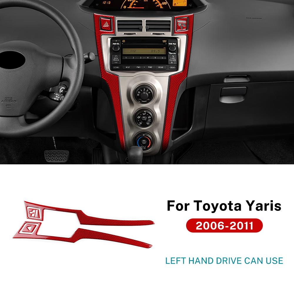For Toyota Yaris 2006 2007 2008 2009 2010 2011 Real Soft Carbon Fiber Sticker LHD Car Central Control CD AC Knob Accessories