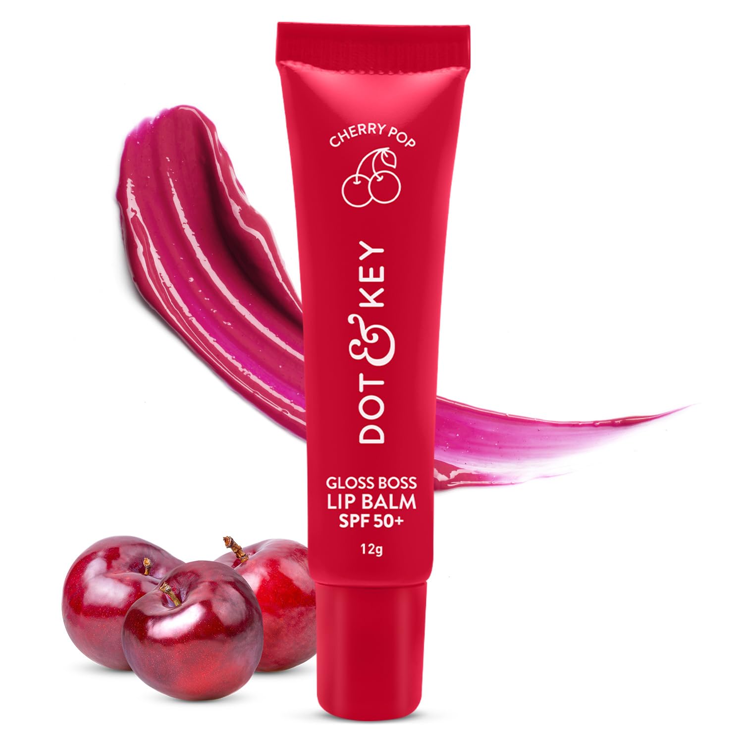 Dot & Key Вишневый бальзам для губ SPF 50 12 г | Оттеночный блестящий мягкий бальзам для увлажнения и осветления губ для женщин
