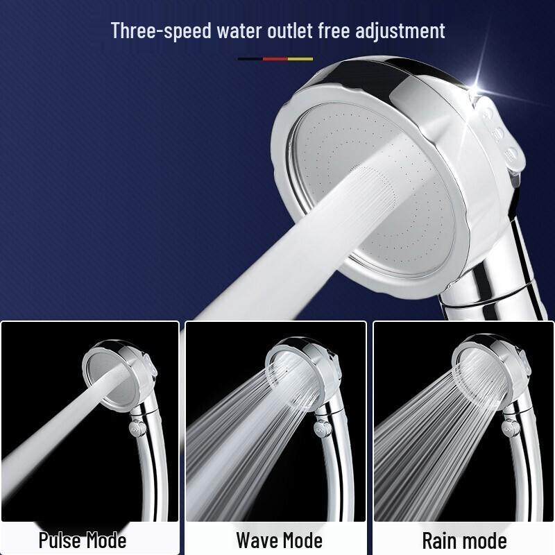 Three-Speed Adjustable High-Pressure Handheld Shower Head with One-Button Water Stop