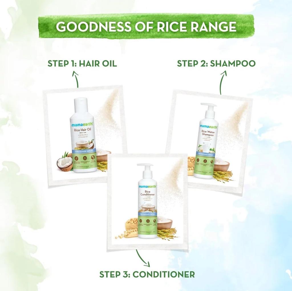 Mamaearth Rice Water Shampoo 250ml For Damage Repair Split End Control Hair Breakage Prevention Sulfate Free For All Hair Types