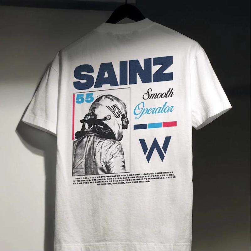 

Карлос Сайнс Williams F1 Уличная мода Футболка Летняя Новинка Мужская и Женская Хип-Хоп Футболка с Коротким Рукавом Оверсайз Топы Футболка S
