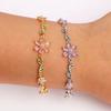 Exquis Bracelet Fleur Feuille Verte Luxe Brillant Strass Bracelet Mariage
