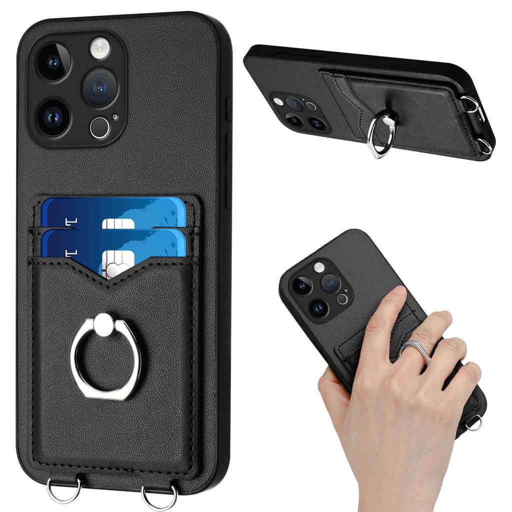 Card Holder Slots Ring Bracket Cover Phone Case For iPhone 12 12Pro 12ProMax 12Mini 11ProMax 11Pro XSMax XR XS 8Plus 7Plus SE 13Pro 14Pro 15Pro 16Pro