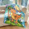 Multi Size Dinosaur Under Palm Tree Pattern Blanket Flannel Material Soft Warm for All Seasons, Home Outdoor Camping Picnics RV