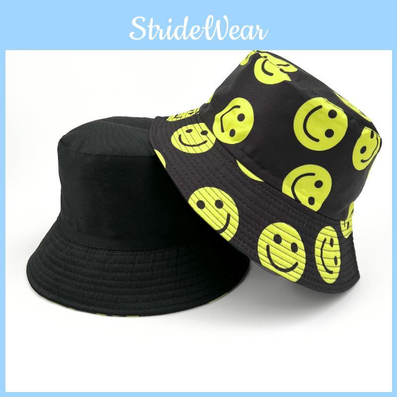 Trendy Smiley Face Fisherman Hat Cotton Breathable Waterproof Uv Protection For Summer Wear