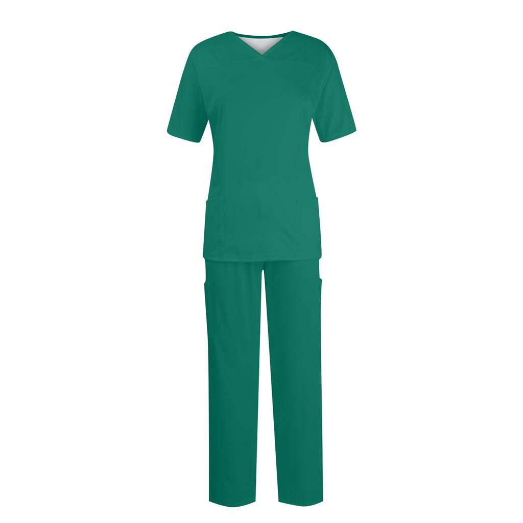 Women Short Sleeve V-neck Tops+Pants Working Set Suit Loose Casual Short Sleeve T Shirts Top And Long Pants Tracksuit