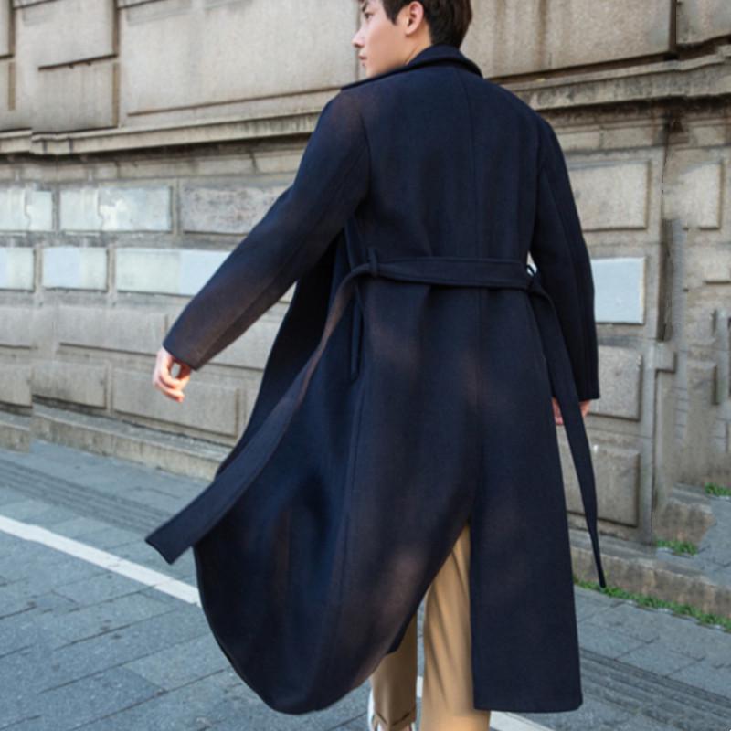Men's Plus Size Cashmere Business Casual Double-Faced Long Wool Trench Coat