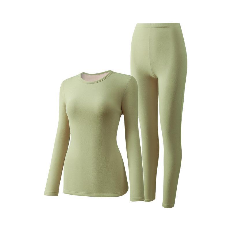 Conjunto de Ropa Interior Térmica de Cachemira y Seda para Mujer y Hombre - Cuello Redondo, Sin Costuras, Calidez Otoño/Invierno