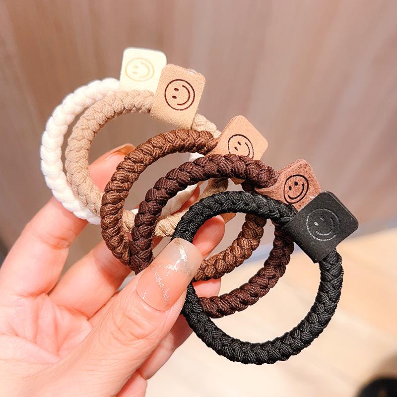 Korean Style Braided Hair Tie Scrunchie - High Ponytail Leather Cover, Customizable Logo